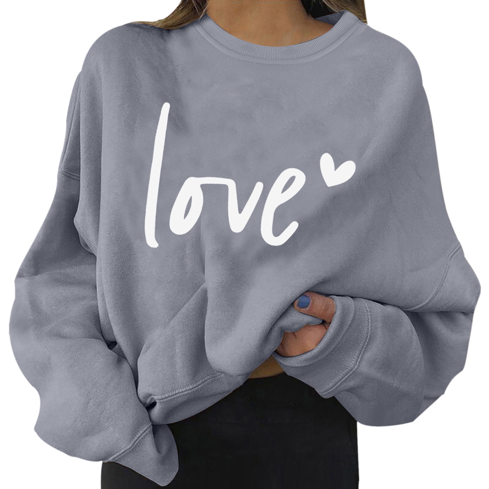 Hwmodou Women's Hoodless Sweatshirt Valentine's Day Print Graphic ...