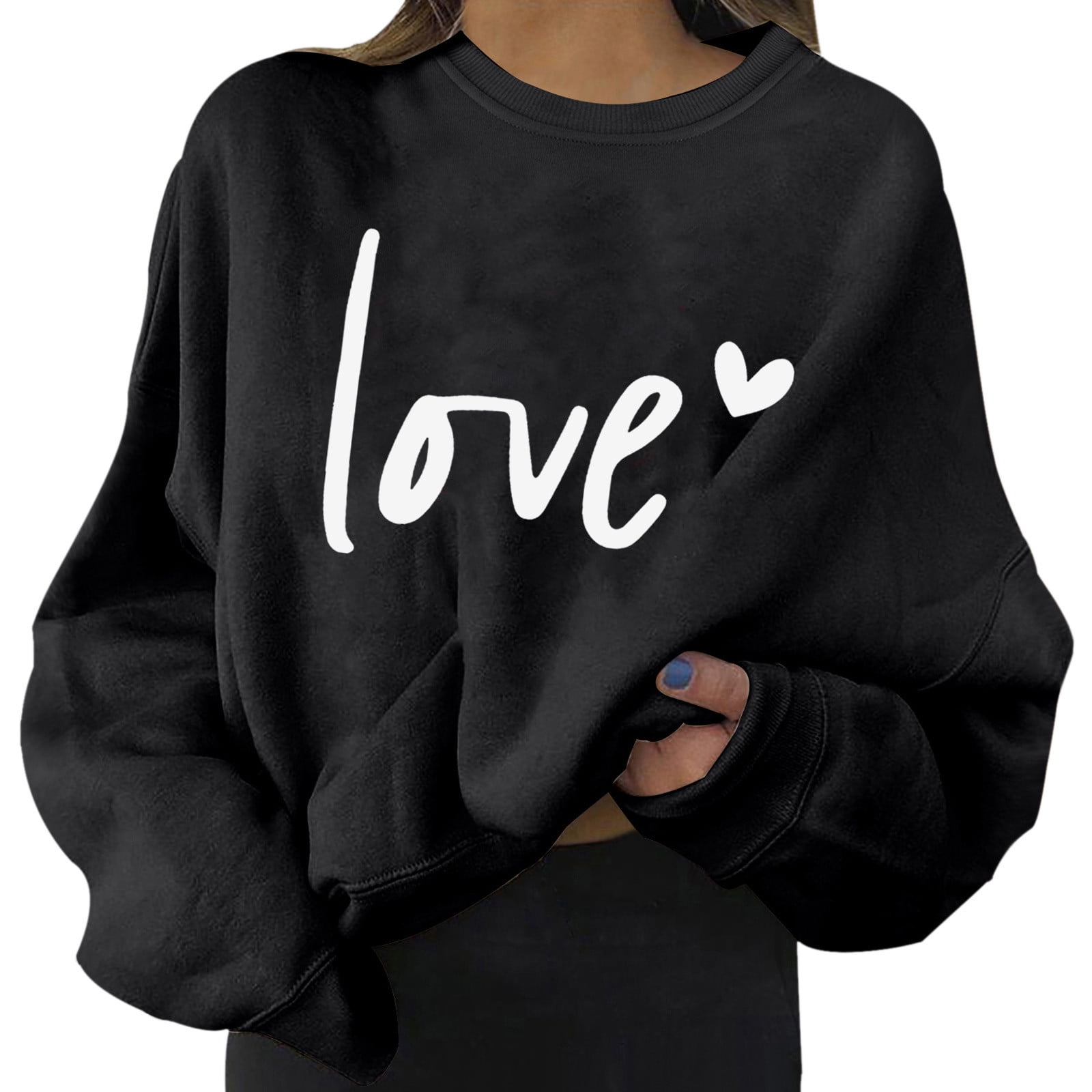 Hwmodou Women's Hoodless Sweatshirt Valentine's Day Print Graphic ...
