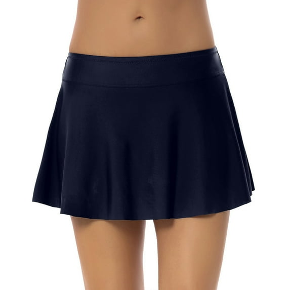 Hwmodou Women's Mid Waisted Bikini Bottoms Swim Briefs Beach Stretch Tights Culottes