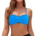thumbnail image 1 of Hwmodou Womens Bandeau Bikini Top Spaghetti Strap Swimsuit Top Solid Color Seamless Comfy, 1 of 5