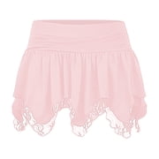 Hwmodou Womens Lace Short Skirt Sexy Solid Low Waist Patchwork Flowy Ruffle Pleated Mini Skirts Streetwear Anime Clothes