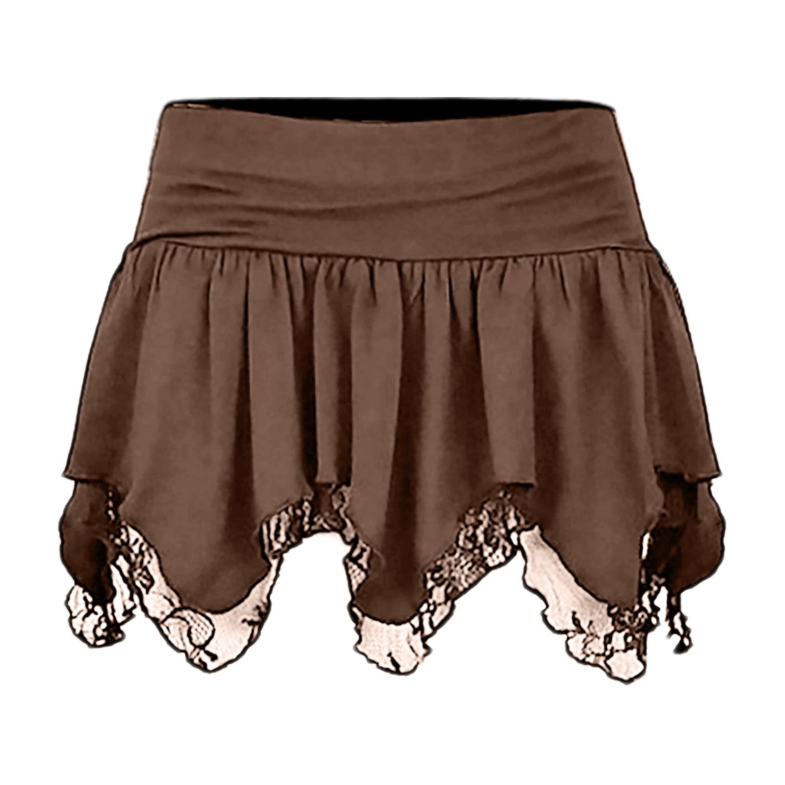 Sexy slight stretch solid color shirring high-waist mini skirt