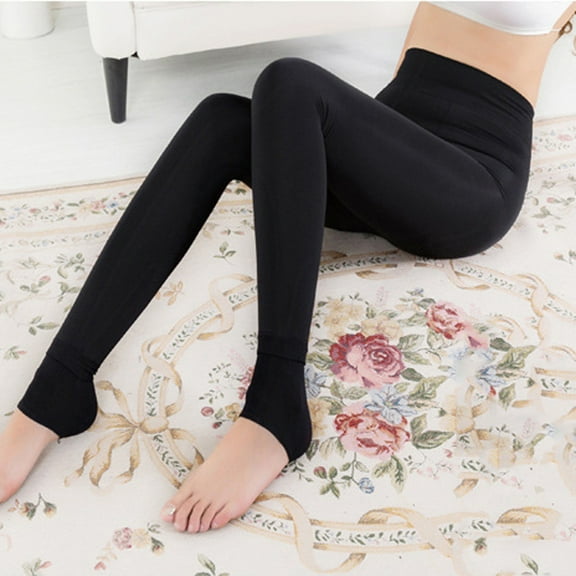 Hwmodou Womens Lined Leggings Woman Tights With Foot Strap Warm Silken Mist Seamless Solid Color Thickened Thermal Pantyhose Yoga Leggings