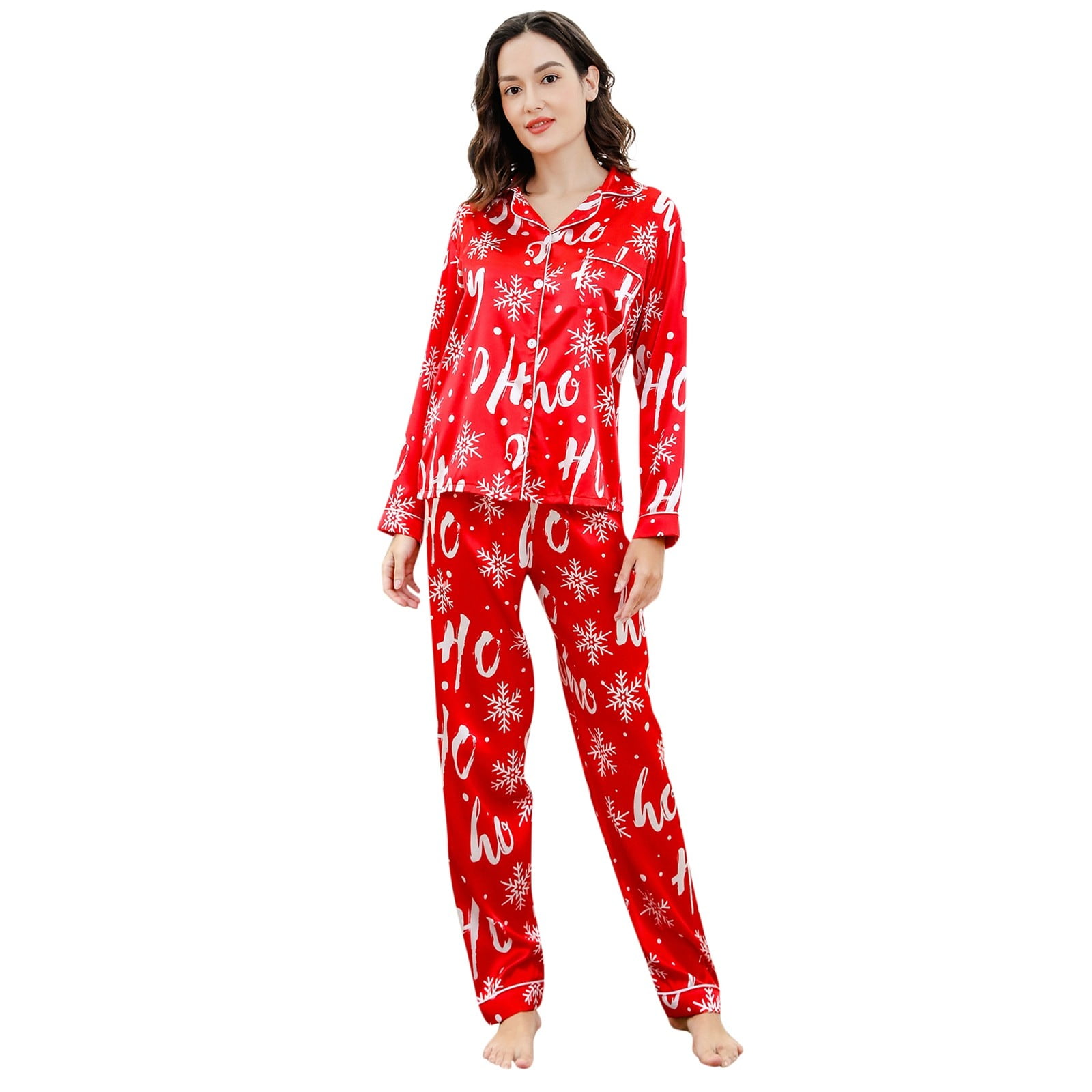 Hwmodou Womens Pajama Outfits Sets Women Christmas Lettered Print ...