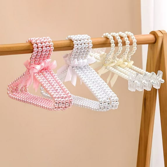 Hwoehyo Pearl Plastic Pet Clothes Hangers, 1Pc, Pink, 20CM