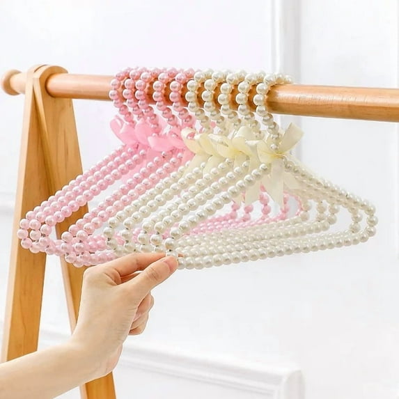 Hwoehyo Pearl Plastic Pet Clothes Hangers, 1Pc, off-white, 20CM