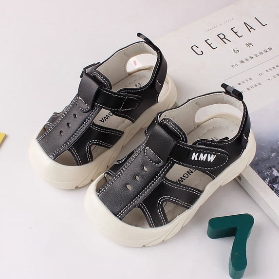 LoyisViDion Toddler Shoes Clearance Toddler Little Baby Kids Boys Girls Cartoons Shoes Anti-Kick Non-Slip Shoes Sandals Black 12-15Months