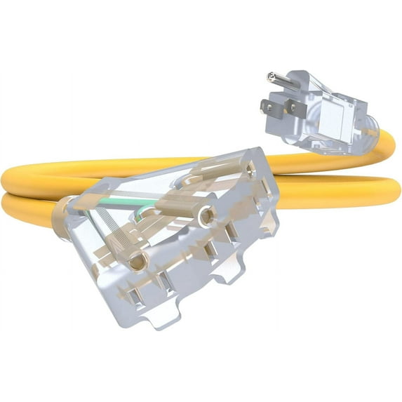 6Ft 12/3 Outdoor Extension Cord With 3-Outlets, Heavy Duty 12 Gauge 3 Prong Extension Cord Waterproof With Lighted End, 15A 12Awg 1875W Sjtw, Etl Listed - Great For Garage, Garden And Home, Yellow