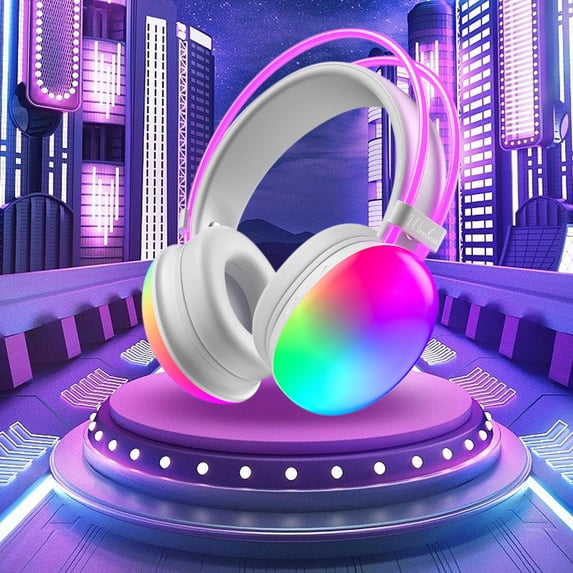 Hwuxmo Headphones Wireless Bluetooth Headset Subwoofer Bluetooth 5.3 Mobile Computer Game Music Sports Game Headphones White