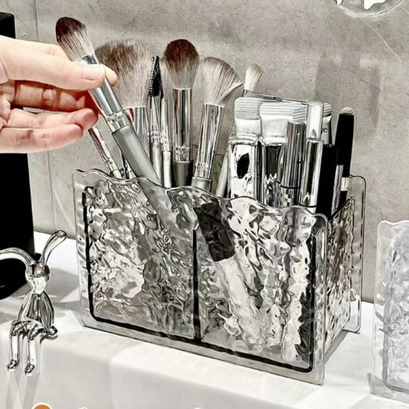 Hwuxmo Storage Containers Storage Bag Organizer Double Compartment Lipstick Clutter Organizer Desktop Dressing Table Partitioned Makeup Brush Storage Box