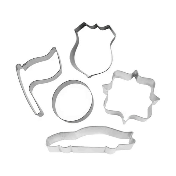 Hwy Route 66 5 Piece Cookie Cutter Set - Flag, Route 66 Sign, Square Plaque, Race Car Cookie Cutters - The Cookie Cutter Shop - Tin Plate Steel