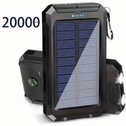 Portable Solar Mobile Phone Charger, Camping External Battery Charger For Mobile Phones, 2 USB/ LED Flashlights With Compass For Outdoor Activities, 20000mAh Portable Solar Power Bank