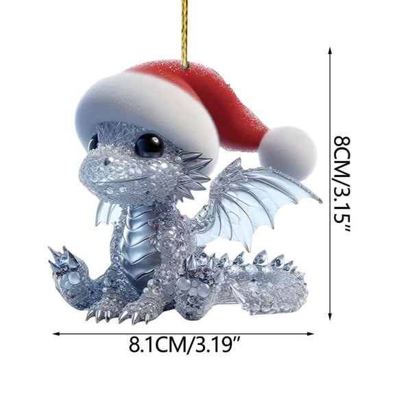 Hxlamzoo 1 Pc Diamond Crystal Critter Colorful Acrylic Hanging Sign with Santa Hat Design, Shiny Festive Ornaments for Christmas Tree Xmas Holiday Home Party Decorations