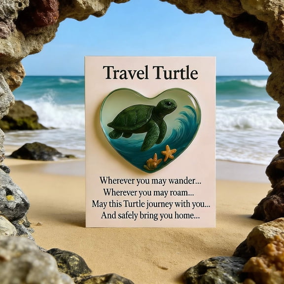 Hxlamzoo 1 Pc Green Turtle Pocket Hug Card, Paper Material, 2.36x2.36 in, for Everyday Carry, Thoughtful Gifting, Greeting Card