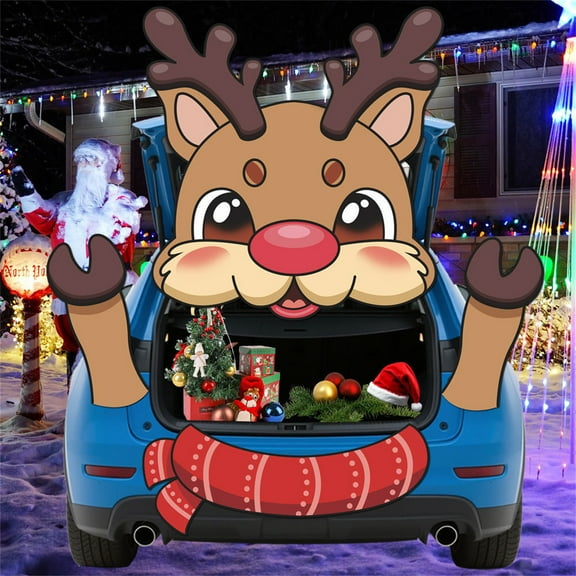 Hxlamzoo 1 Pc Large Christmas Car Trunk Sticker, Holiday Party Garage Door Decoration Weatherproof Durable Adhesive Wall Decals for Xmas Holiday Car Accessories Home Celebration Supplies