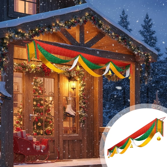 Hxlamzoo 1 Pcs 118 Inches Christmas Wave Flag Multicolor Decoration with Hanging Structure for Store Mall Home Party Holiday Decorations
