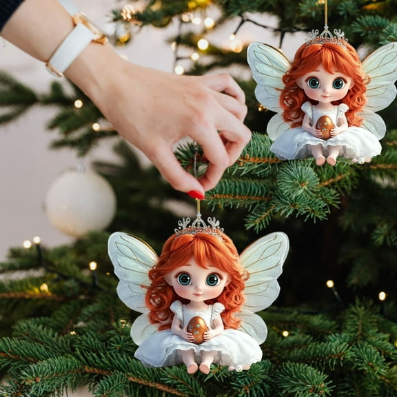 Hxlamzoo 1 Pcs Acrylic Angel Hanging Ornaments, White 2D Christmas Decorations Durable Acrylic Hanging Ornaments for Christmas Tree Home Holiday Party Decor Xmas Gifts for Special Occasions