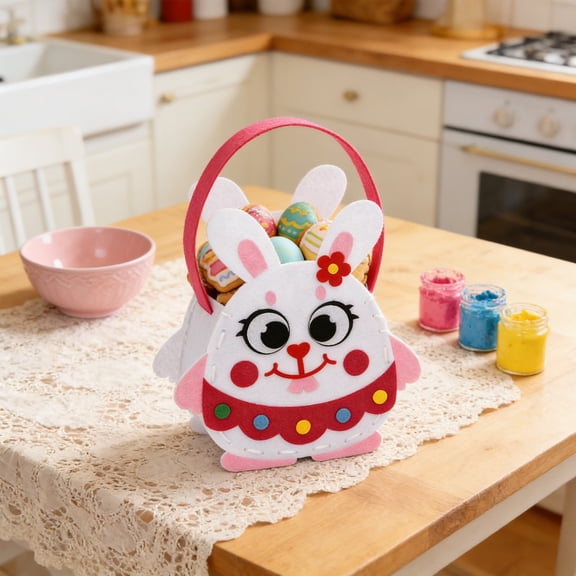 Hxlamzoo 1 Pcs Easter DIY Felt Bag Sewing Kit Purse for Beginners, Polyester Multiple Colors, Easter Holiday Home Craft Decor and Party Supplies