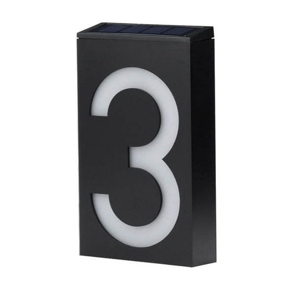 Hxlamzoo 1 Pcs Solar-powered Doorplate Digital Light Modern LED House Number IP65 Waterproof Wall Light for Outdoor Courtyard Home Address Illumination