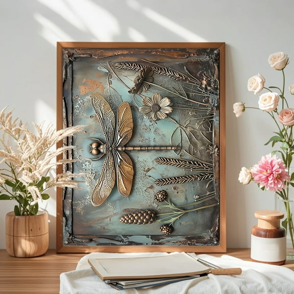 Hxlamzoo 1 Pcs Vintage Metal Wall Art Waterproof Sunproof Iron Sheet Decor for Living Room Bedroom Office Rust-Resistant Durable Hanging Artwork 11.8x7.8x0.2 Inches