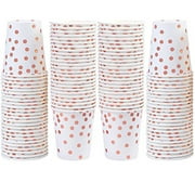 Hxlamzoo 100pcs Exquisite Disposable Paper Cups, Rose Gold Dots Design, Food Grade Paper, Each One 266ml, For Both Clod and Hot Drinks, For Weddings, Anniversaries, Parties, etc