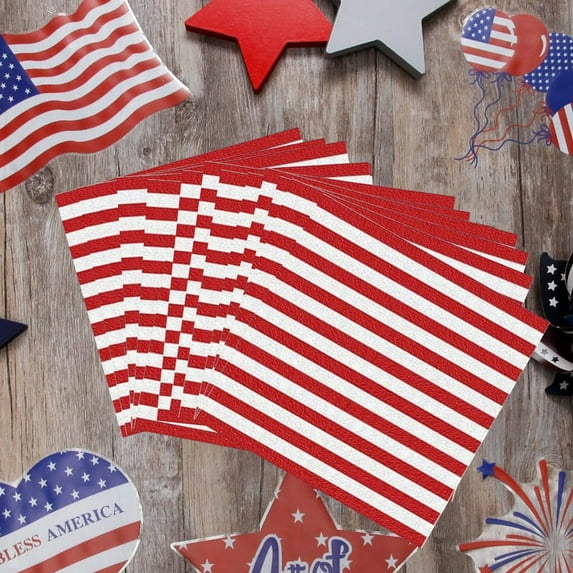 Hxlamzoo 12 Pack Patriotic 4th of July Paper Napkins - Red & Blue Star Stripe American Flag Disposable Napkins for Independence Day Party Decorations, Dinner, Home Kitchen Supplies (6.5x6.5in)