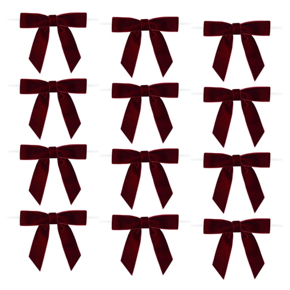 Hxlamzoo 12 Pcs Christmas Magic Wand Velvet Ribbon Bow Ornaments with Gold Edging and Satin Ribbons for Christmas Tree Decoration Home Party Supplies