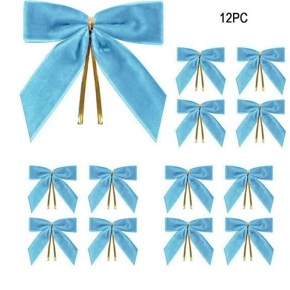 Hxlamzoo 12 Pcs Velvet Christmas Bows, Luxurious Soft Fade-Resistant Fabric, 3.5x3.5 Inches with Metal Clip for Christmas Tree Wreaths Gift Packaging Holiday Home Party Decorations