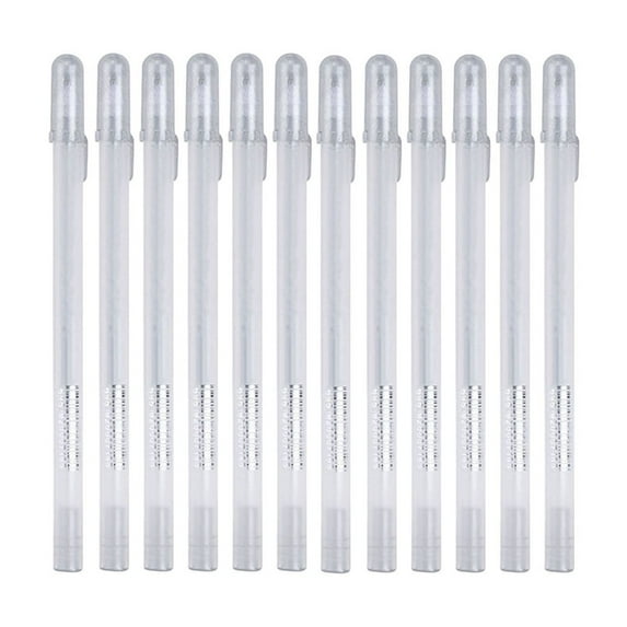 Hxlamzoo 12pc White Gel Pens 15ml - Waterproof Fine Tip Gel Ink Pens for Illustration, Watercolor & Oil Painting | Transparent Case, Portable Art Supplies for Artists