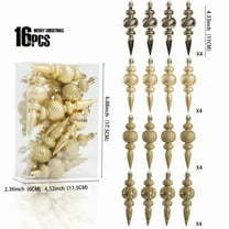 Hxlamzoo 16 Pcs Green 4in Finial Drop Christmas Ornaments Hanging Decorations for Tree Xmas Holiday Home Party Supplies Indoor Festive Decorative Accessories