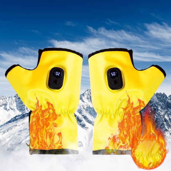 Hxlamzoo 1800mAh USB Rechargeable Wireless Heating Gloves, Double Sided Heating, 3 Temperature Settings, Fast Warm Up, for Outdoor Skiing, Cycling, Hiking, Office Work, Winter Activities