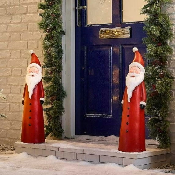 Hxlamzoo 1PC Handcrafted Santa & Snowman Figurines, Wood-like Resin with Hand-Carved Look & Weather-Resistant Coating. Perfect for Xmas Tree, Home, Party, Desktop Decor