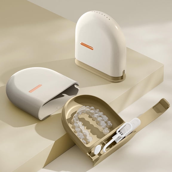 Hxlamzoo 1PC Sealed and Dustproof Dental Brace Box with Built-in Cleaning Tool Storage, Portable and Waterproof for Travel, Home Use, Fits Invisible Braces