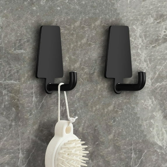 Hxlamzoo 2-Pack Stainless Steel Adhesive Hooks - Rust-Resistant Wall Mounted Hangers for Kitchen Bathroom Organization (No Drill, Space-Saving Design)