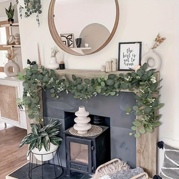 Hxlamzoo 2 Pcs Simulated Rattan Money Leaf Artificial Plants 70 Inches Natural Rattan Stems with Bark Texture for Bohemian Wall Decor Floral Arrangements Home Decoration