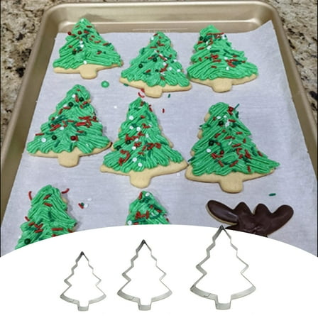 Hxlamzoo 2024 Christmas Supplies 3Pcs Christmas Cookies Cutter, Stainless Steel Baking Shape Molds for Making Muffins Biscuits - Christmas Tree Tripartite.