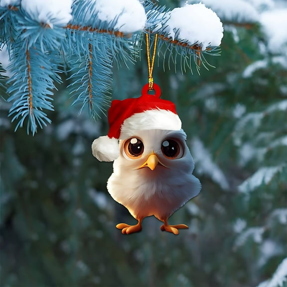 Hxlamzoo 2024 Christmas Supplies Cute Chicken Coop Farm Acrylic 2D Flat Christmas Tree Decoration Hanging Decoration Christmas Decoration Gift Pendant