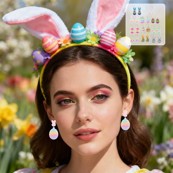 Hxlamzoo 22 Pcs Easter Earrings Sets Multicolor Plastic Acrylic Statement Drop Earrings with Heart Teddy Bear Envelopes Romantic Designs for Women Easter Holiday Party Outfit Decorations Gift