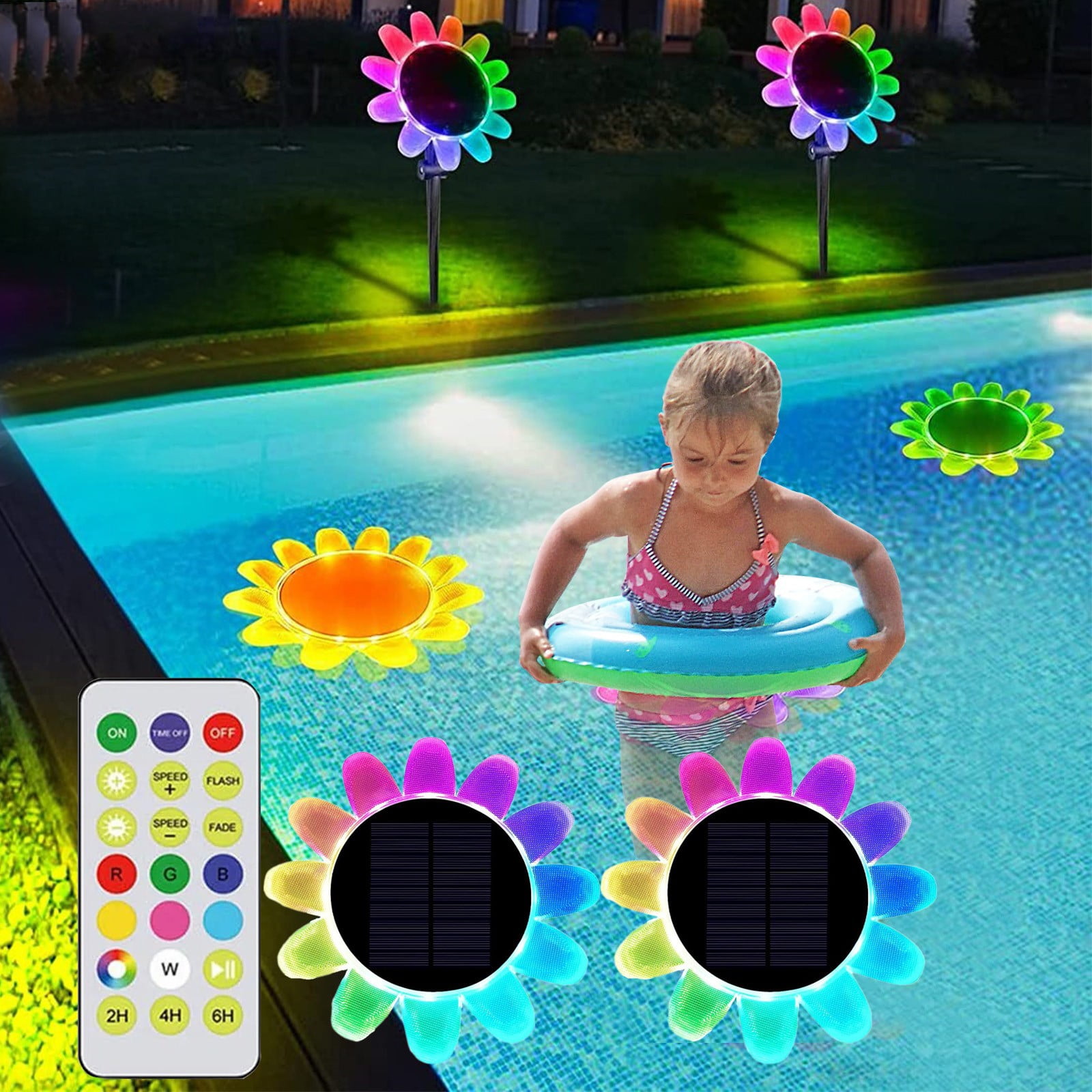 Hxlamzoo 2PCS Floating Pool Lights with Remote Control, Pool Lights with RGB Color Changing