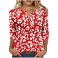 thumbnail image 1 of Hxlamzoo 3/4 Length Seelve Shirts for Women Casual Printed Crewneck Blouse Loose Fit Summer Top, 1 of 5