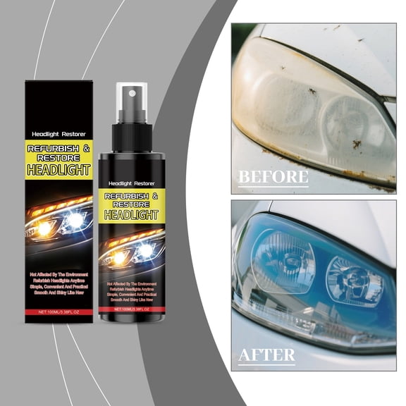 Hxlamzoo 3.8 fl oz Headlight Restoration Spray for Car and SUV, DIY Headlight Cleaner and Polish Kit with Protective Coating, Restores Foggy Yellowed Oxidized Headlights