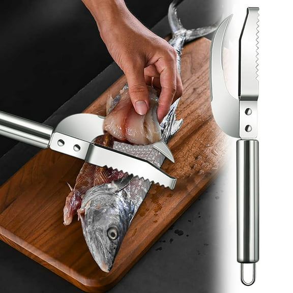 Hxlamzoo 3-in-1 Fish Scaler Remover Cutter,Fish Knife,Fish Hanging Stainless Steel,Fish Peeler Scaler Open Belly & Dig Out,Fish Cleaner Tool,Efficient Fish Descaler Tool for Chef and Kitchen Cooking