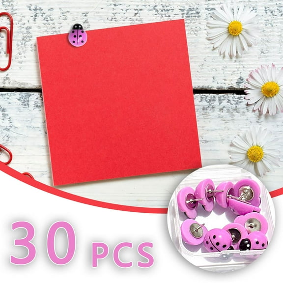Hxlamzoo 30 Pcs Ladybug Push Pins Decorative Cute Thumb Tacks for Cork Board, Bulletin Board, Home Office Classroom Organization, Party Supplies, Holiday Gifts (Ladybug Design)