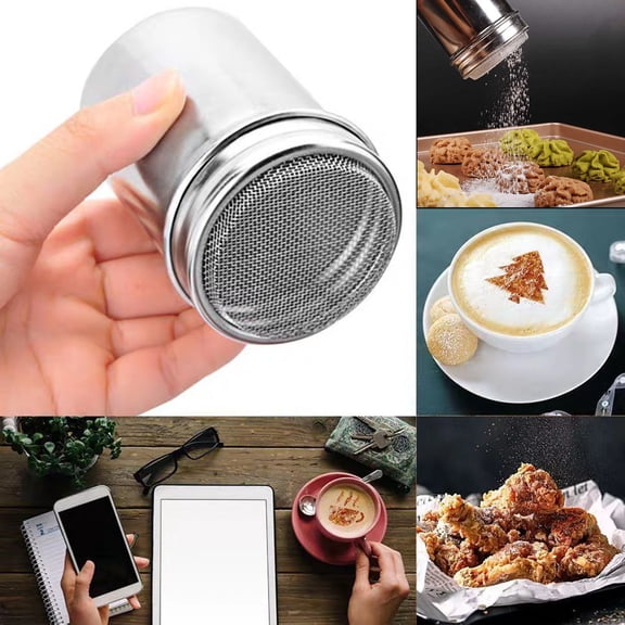 Hxlamzoo 304 Stainless Steel Spice & Seasoning Shaker with Mesh Lid - Compact Powder Dispenser for Kitchen, BBQ, Baking | Coffee Spice Storage Container | Portable Kitchen Gadget for Home & Camping