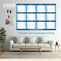 Hxlamzoo 34" x 24" 2026 Wall Calendar Large Dry Erase Calendar for Wall Erasable Laminated 12 Month Wall Planner Yearly Annual Calendar Office Classroom Home Blue