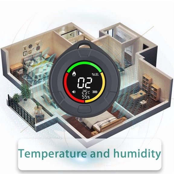 Hxlamzoo 4-in-1 Portable CO and Combustible Gas Detector with Temperature Humidity Monitor, High Precision Sensor, Real-time Data, 140 Hours Battery Life, Type-C Charging, for Outdoor Safety