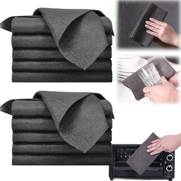 Hxlamzoo 5 Pack Kitchen Dish Cloths(11.8 x 15.7 Inches,Black), Super Soft and Absorbent Microfiber Towels, Nonstick Oil Fast Drying Kitchen Cleaning Cloths, Lint Free Household Dishcloths
