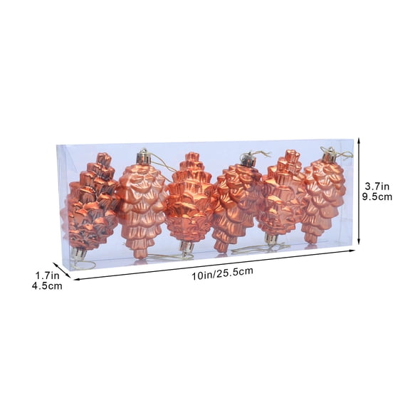 Hxlamzoo 6 Pcs 3.7in Plastic Christmas Pinecone Metallic Hanging Ornaments, Shatterproof Xmas Tree Decorations for Holiday Home Party Supplies