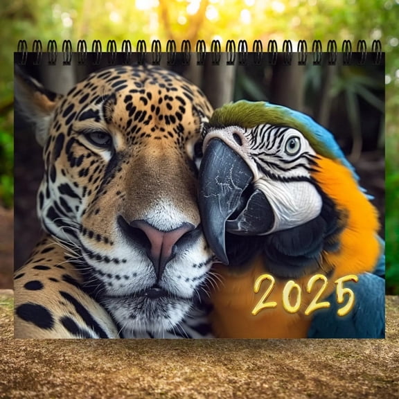Hxlamzoo Animals 2025 Monthly Wall Calendar | 12" x 24" Open | Thick & Sturdy Paper | Giftable | Kids Teen Funny Animals | Animals Friend Personalities