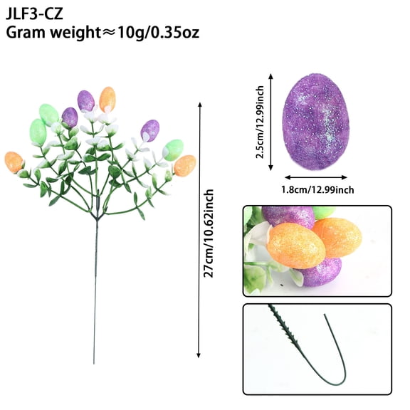 Hxlamzoo Artificial Easter Spray with Easter Eggs and Berries - Decorative Spring Floral Stems for Easter Home Decor, Table Centerpiece, Floral Arrangements